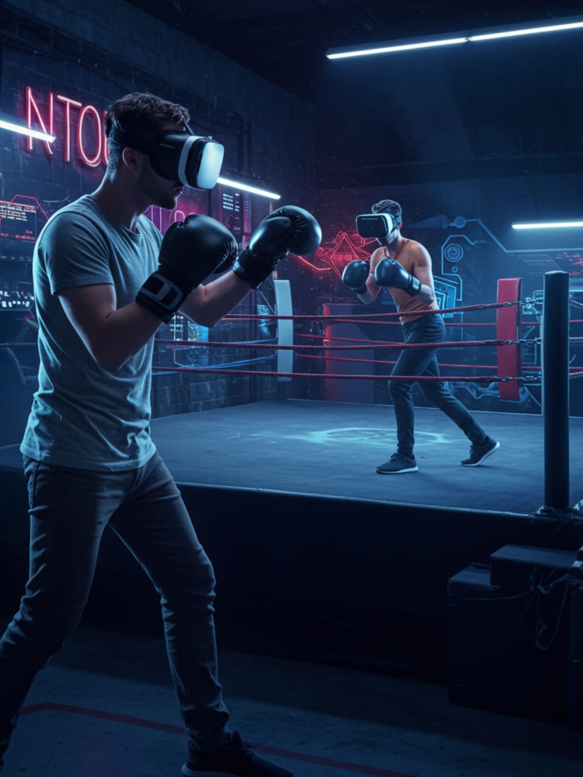 Playing a digital game of basketball at the arcade