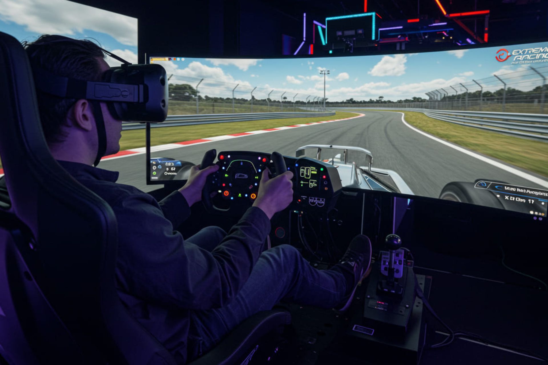 Neon colored circle rings on arcade game